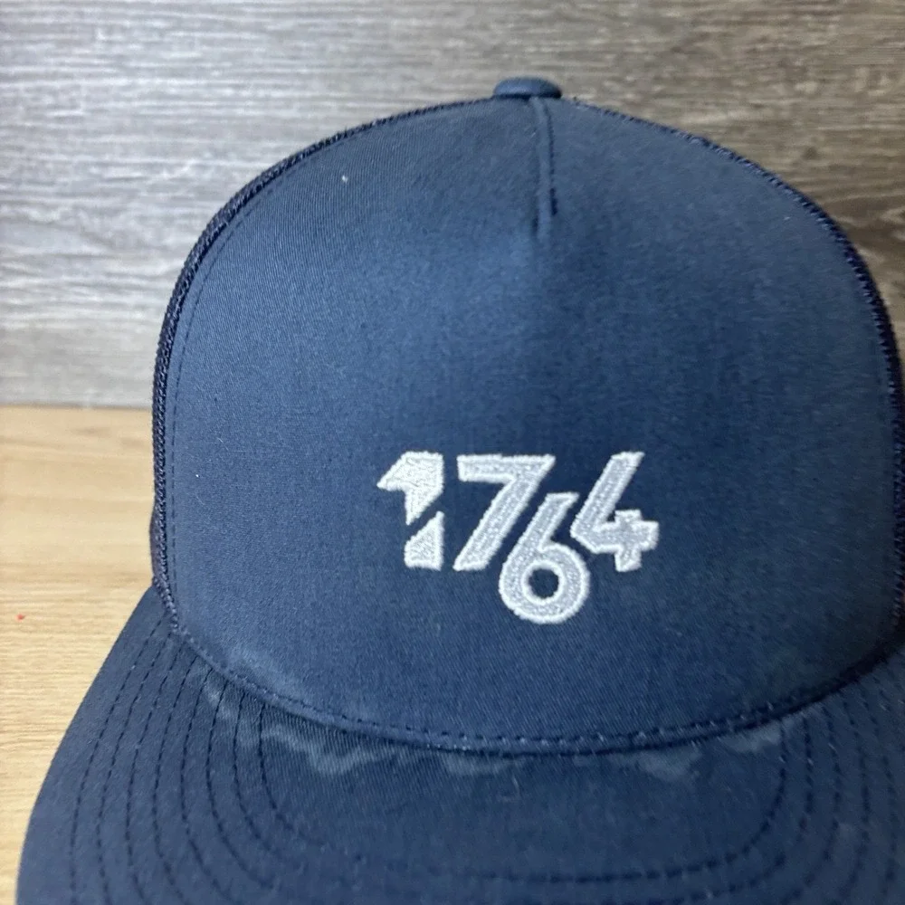 1764 Golf Hat Cap Snap Back Navy Blue Mesh Trucker Embroidered